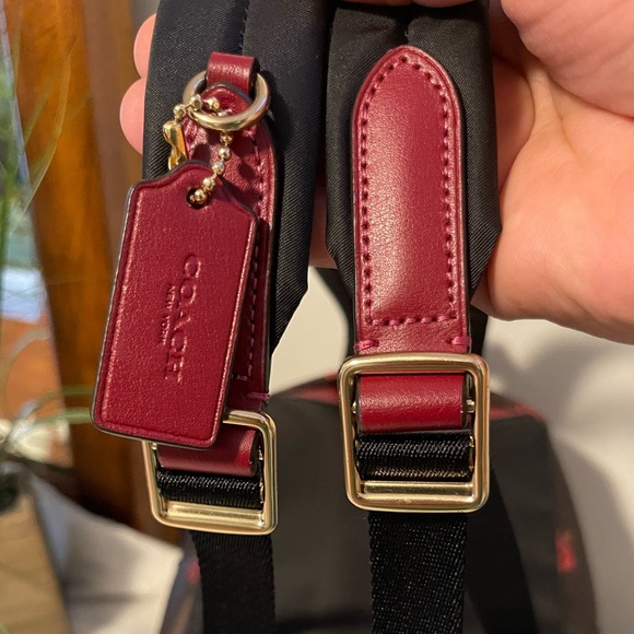 Coach Dark Brown Backpack with Red Floral Pattern no stains, no wear, almost new - Picture 14 of 16